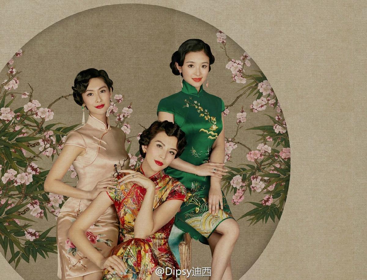 一抹艳丽红唇,身着老上海定制旗袍的偶像们仿佛出自老式画报的时尚