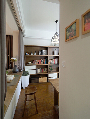 混搭风格装修,青岛业主装修,90平两居室装修,小户型书房设计